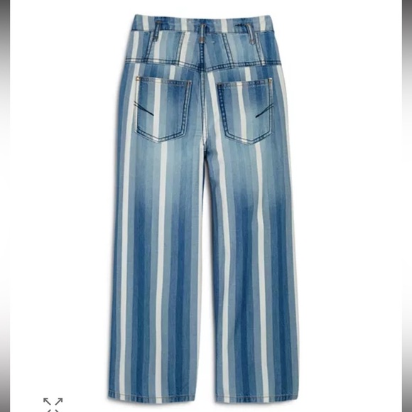Habitual Girls Ariah Blue and White Striped Wide Leg Cotton Pants 27 - Picture 2 of 14